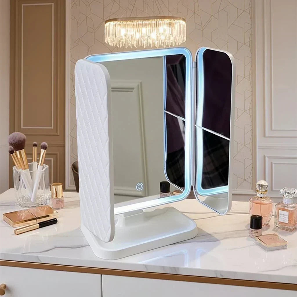 LumiBlend 三面板 LED 镜 — 触控式三色照明