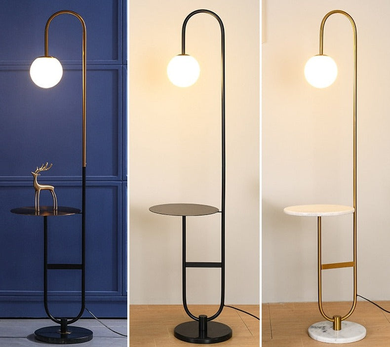 Lynora Nordic LED Floor Lamp With Round Integrated Table
