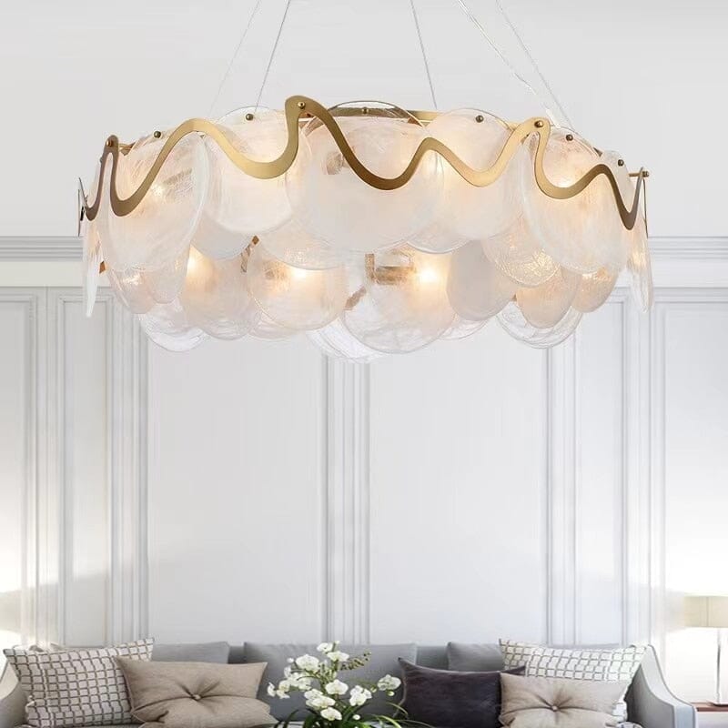 Cirrus Cloud Pendant Light with Gold Glass Lampshade