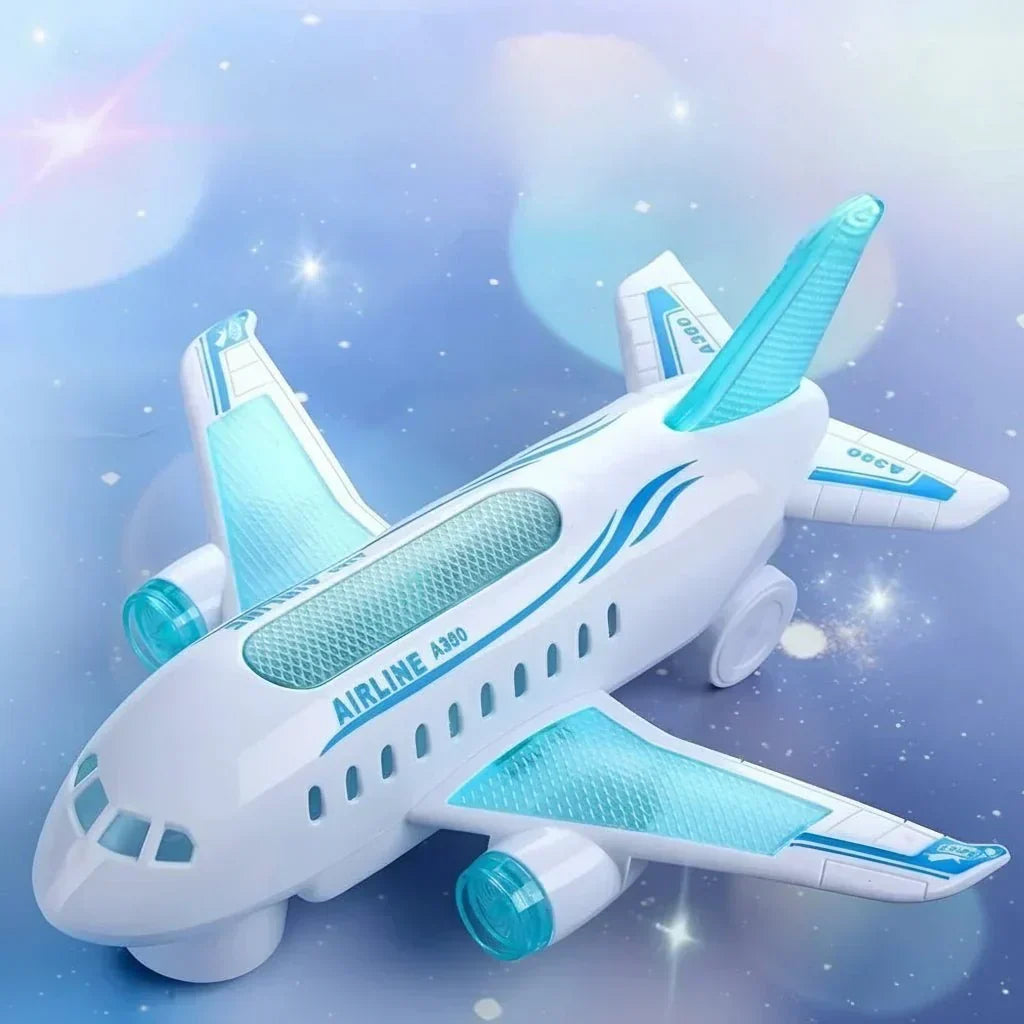Avión de juguete eléctrico con LED SkySpin — Mecanismo de rotación de 360 grados y reproducción de música integrada