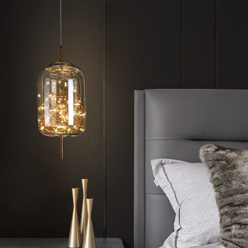 Lyra Nordic Vintage Glass Stone And Steel Pendant Lights Chrome Finish