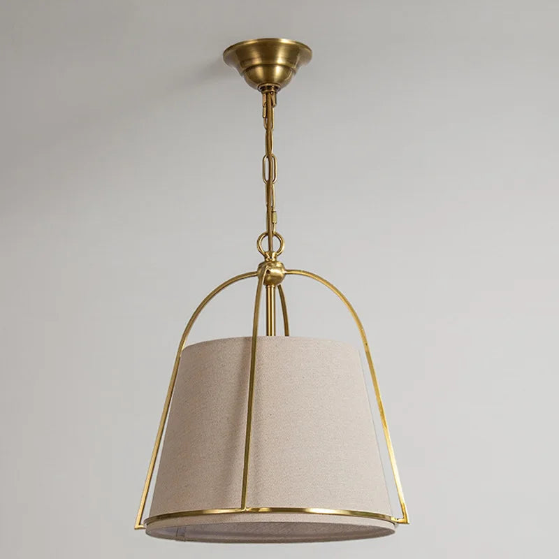Elara Contemporary Fabric Pendant Light with Brass Frame