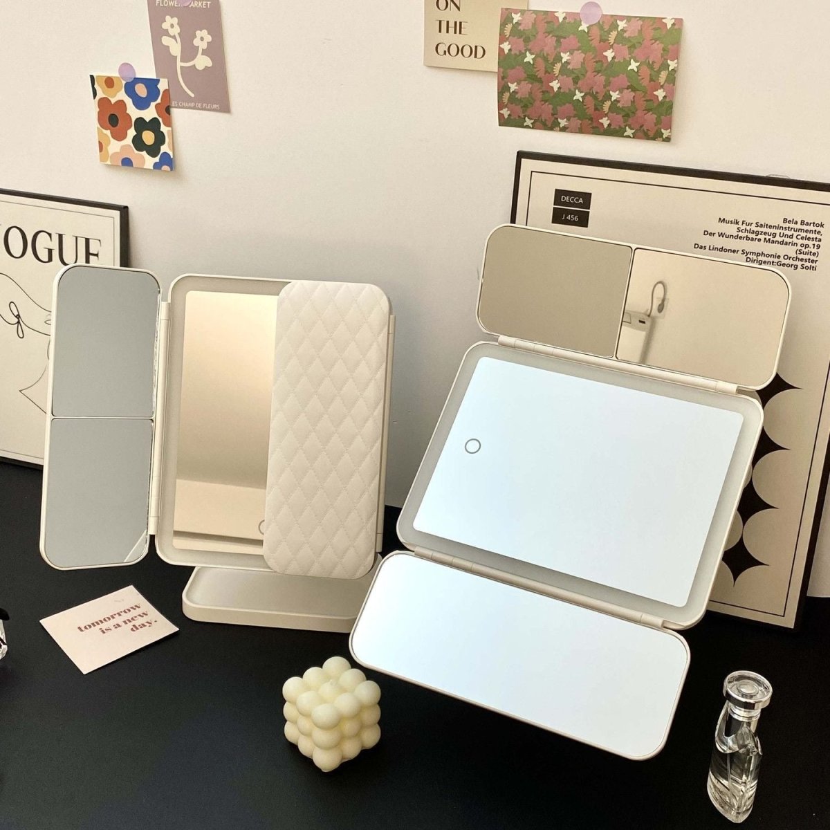 LumiBlend 三面板 LED 镜 — 触控式三色照明