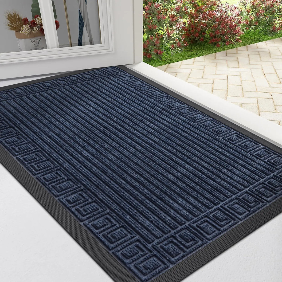 Architectural Ribbed Border Entry Rug | Ventumra
