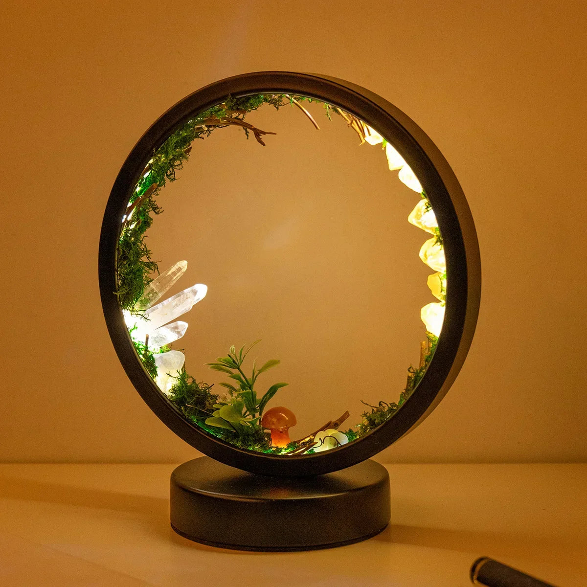Light Spell Night Light — Round Frame, Plants & Crystals