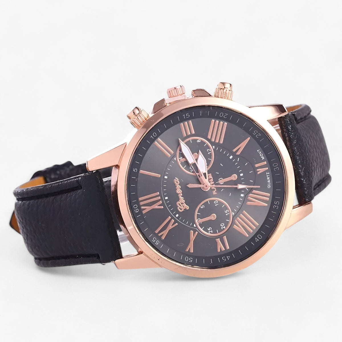 Elegant klassisk damklocka - armband i äkta läder