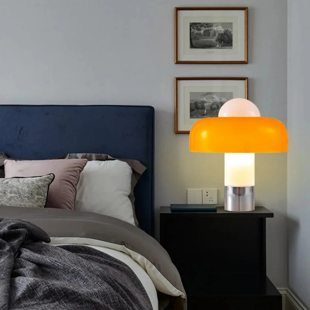 Aurelio | Orange Glass Bauhaus Mushroom Accent Lamp