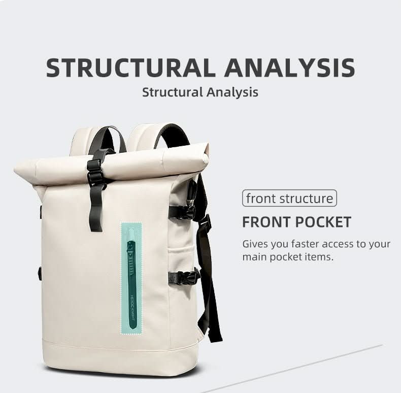TrailMate Expandable Roll-Top Backpack — Large Capacity, Dedicated Laptop Compartment