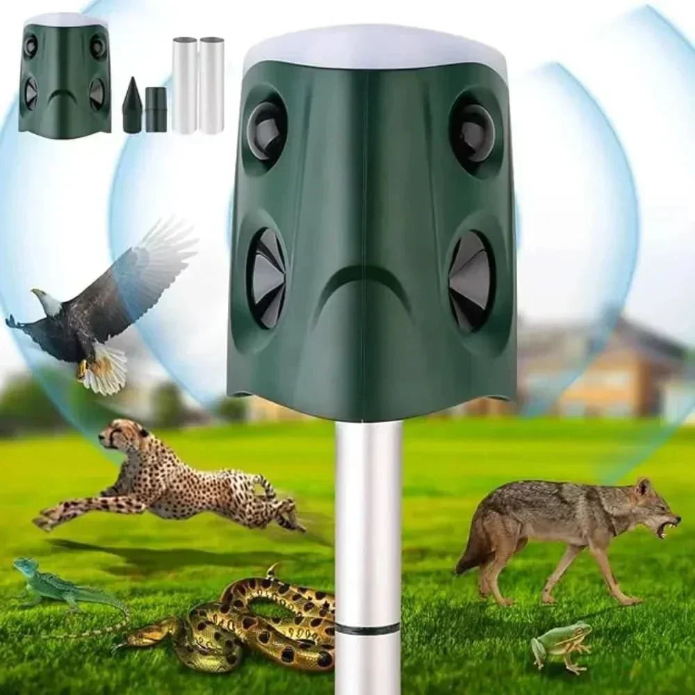 SonicGuard Ultrasonic Animal Repeller — 25 kHz Wave, Blue Flash Lamp