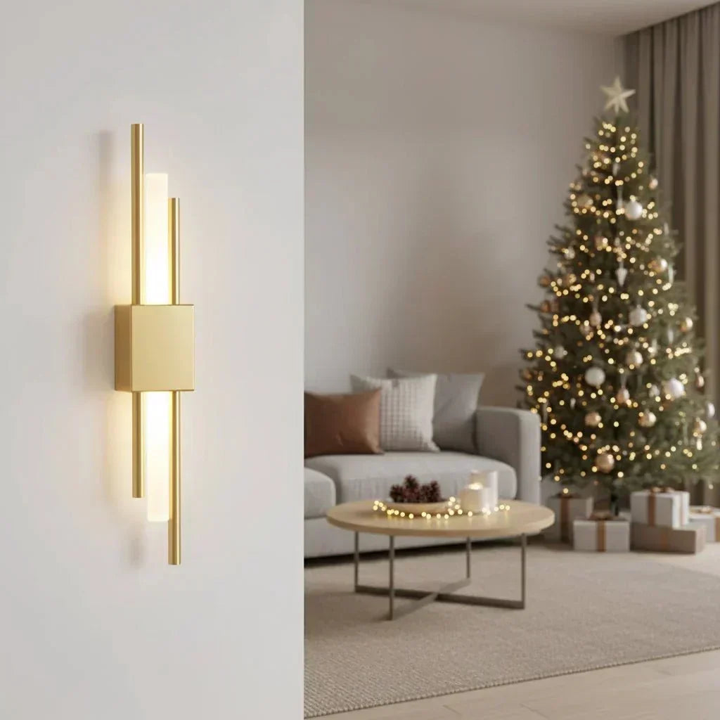 NovaGlow moderne LED-Wandleuchte — Rahmen aus Metall und Acryl, drei Lichtfarben