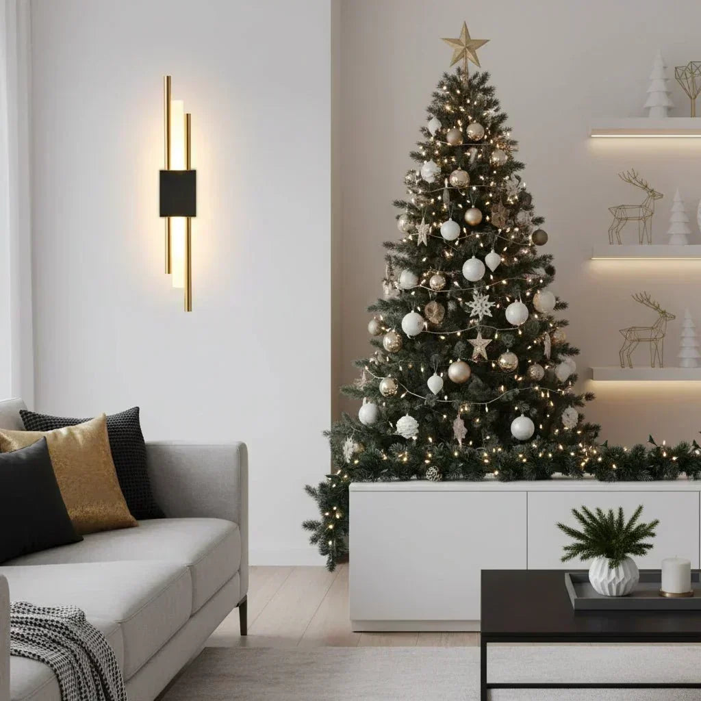 NovaGlow moderne LED-Wandleuchte — Rahmen aus Metall und Acryl, drei Lichtfarben