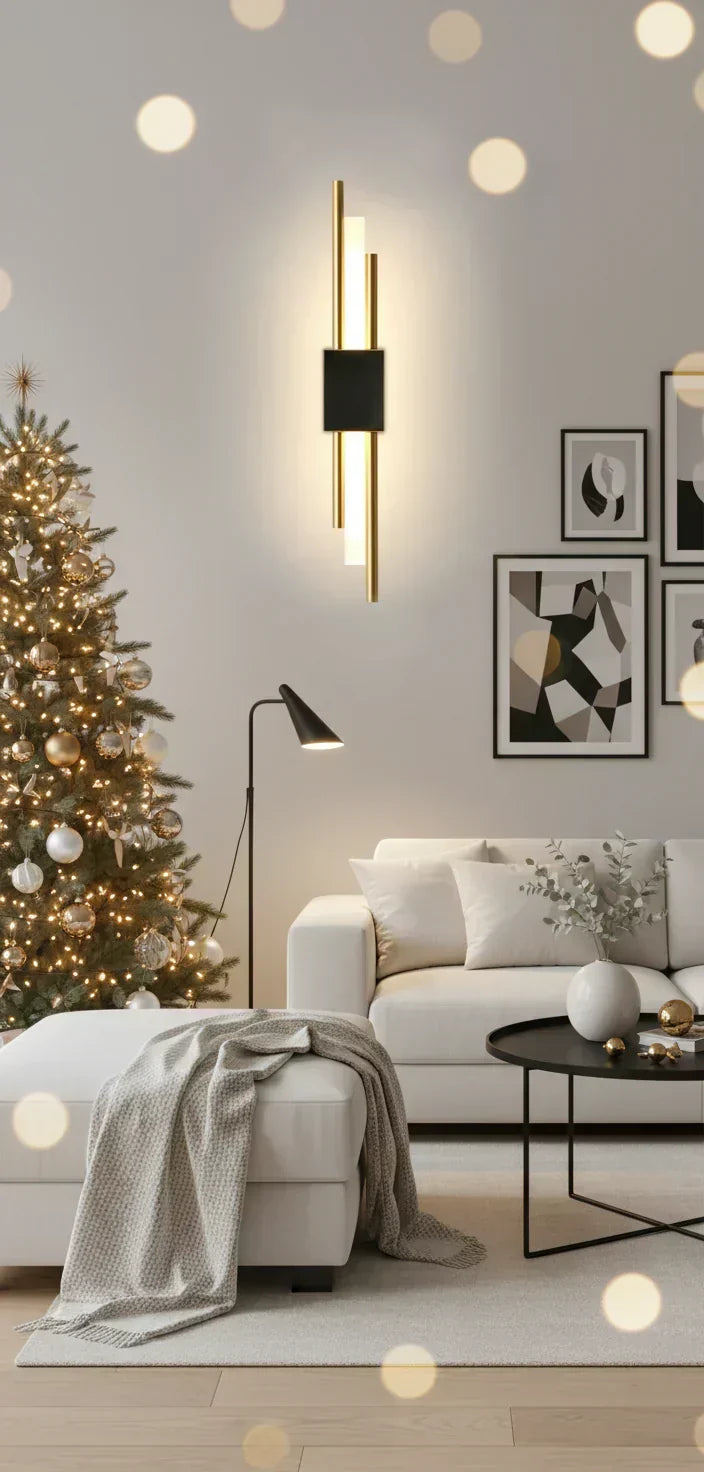 NovaGlow moderne LED-Wandleuchte — Rahmen aus Metall und Acryl, drei Lichtfarben