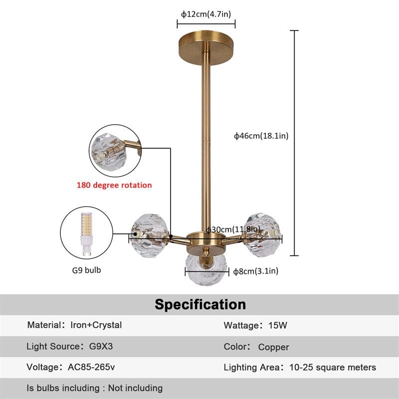 NovaLume Crystal LED Pendant Light With Metal Frame