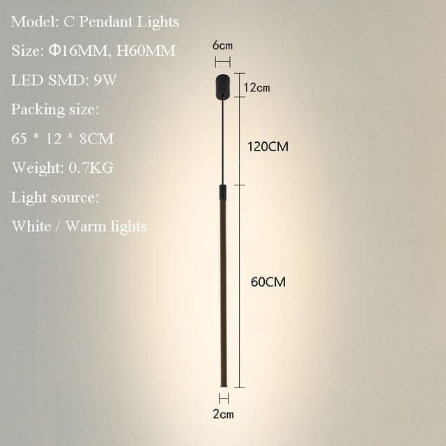 Luxe Linear LED Bedside Pendant Lamps for Cozy Bedrooms