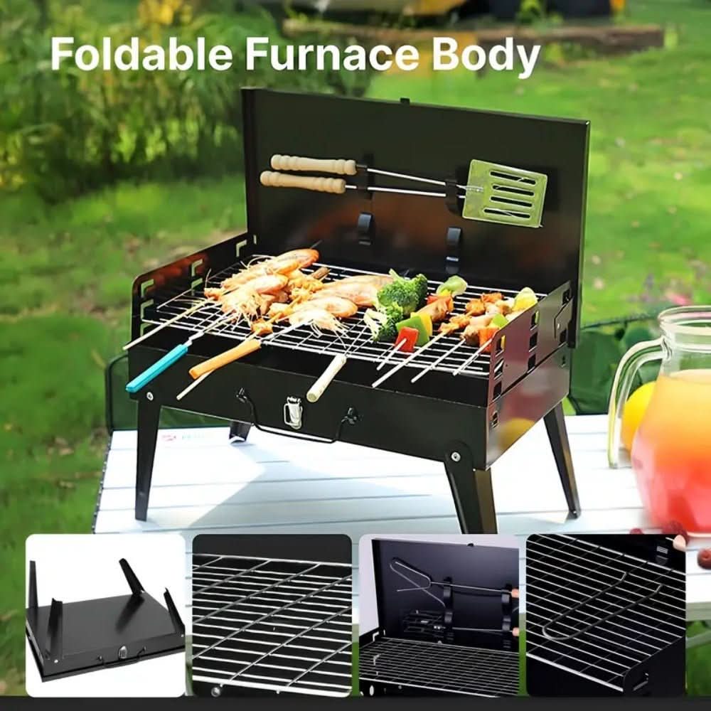 TrailPeak Fold Grill — sammenklappelig bærbar stålgrill til hjem og have