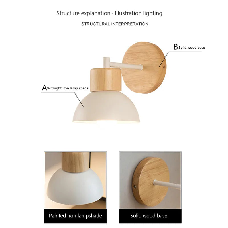 Ornwood Nordic Wooden Bird Wall Lamp With Adjustable LED Arm