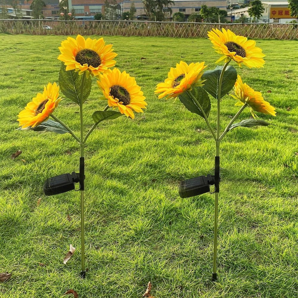 Vanntett solcelledrevet solsikkelampe — botanisk silhuett, automatisk belysning