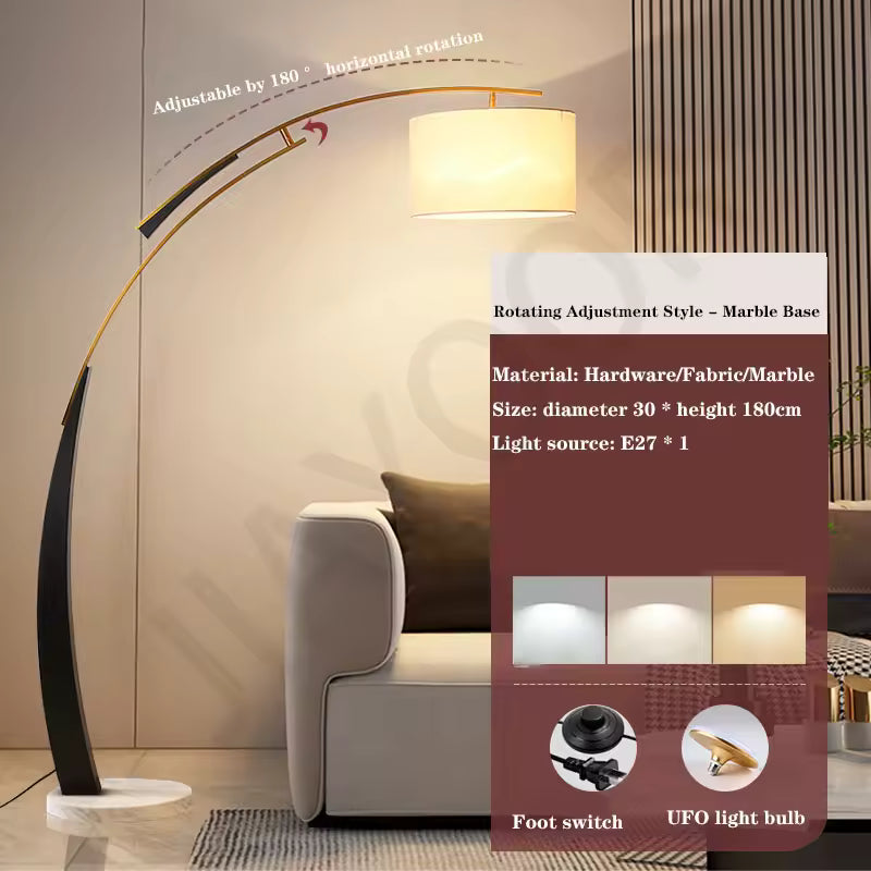 Novara Nordic Floor Lamp With Fabric Shade And LED