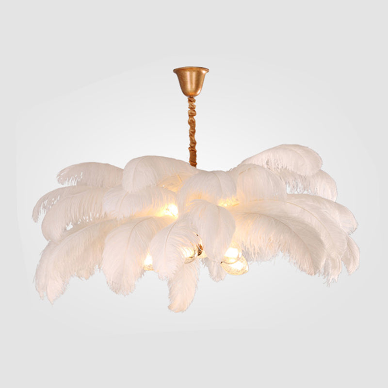 O'Moore Nordic Luxury Pendant Light, Brass/Feather | ventumra