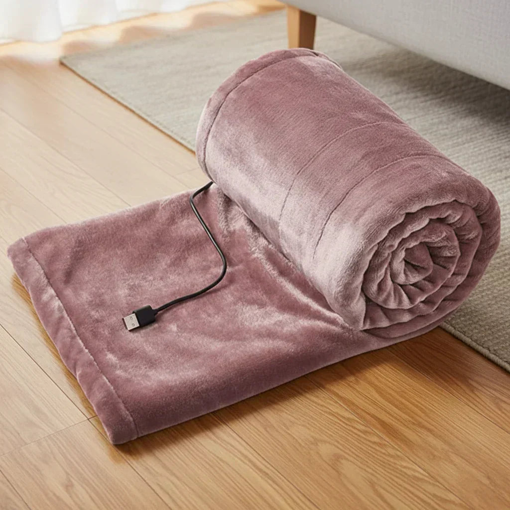 WarmGlide Compact USB Warming Blanket — 3 Heat Settings, Portable Electric Throw