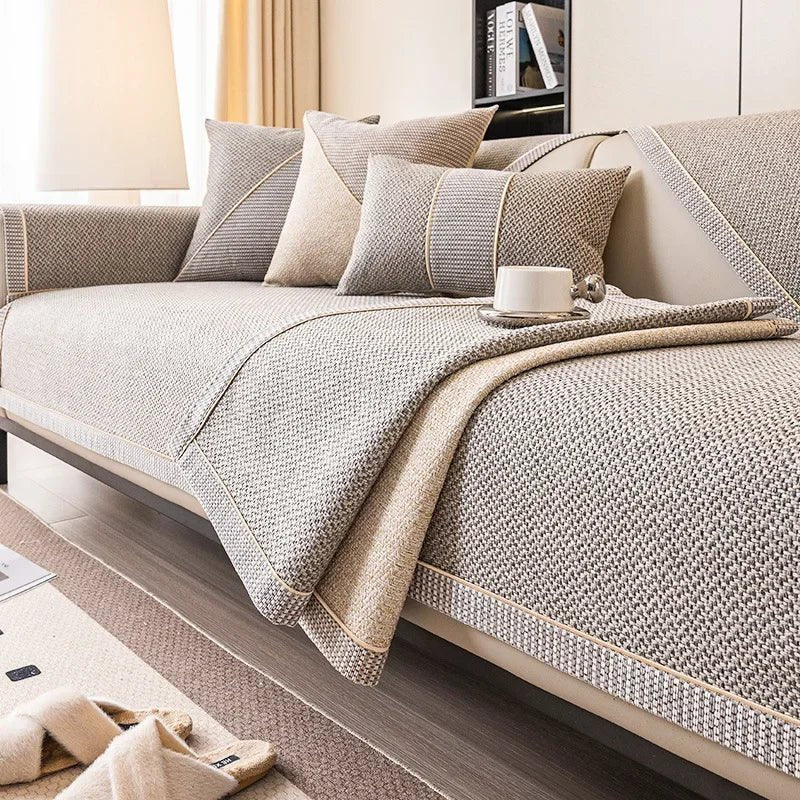 TerraWeave Non-Slip Cotton Linen Sofa Cover