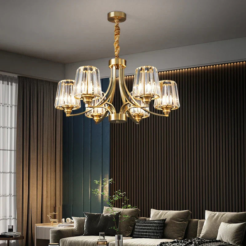 AuraLux Premium Brass Crystal Pendant Light with LED Glow