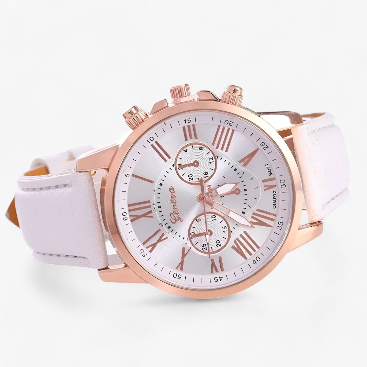 Elegant klassisk damklocka - armband i äkta läder