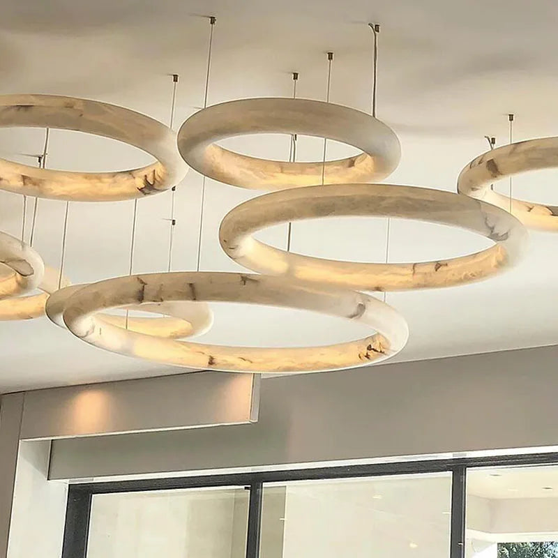 Aurelian Brass Pendant Light With Spanish Marble Orb