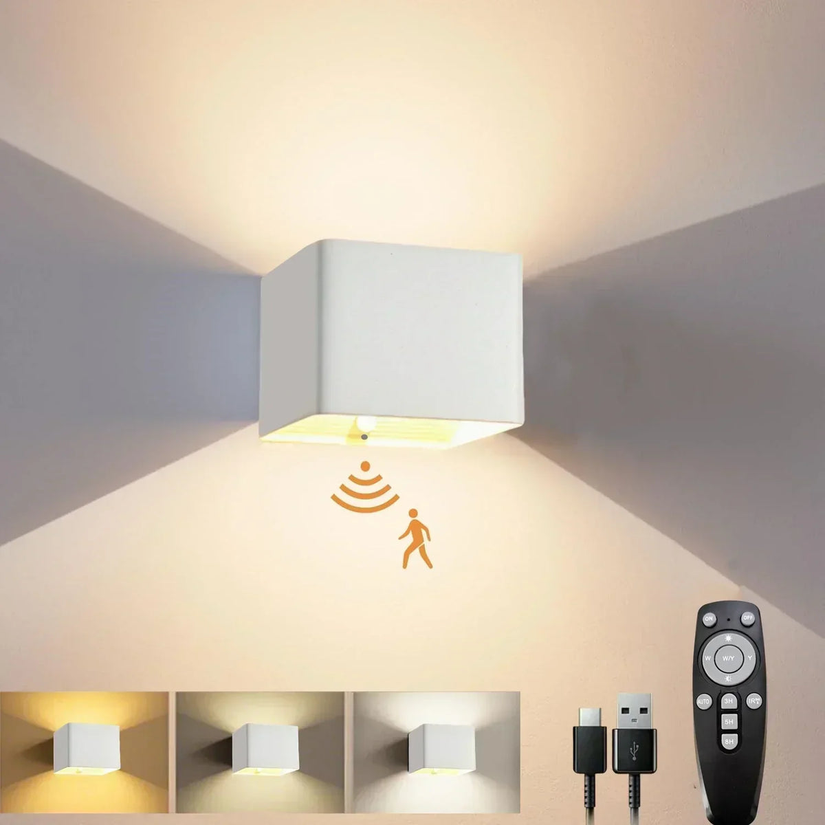 LuminaWall Wireless LED Wall Light — 4000 mAh Battery, Integrated Motion Sensor