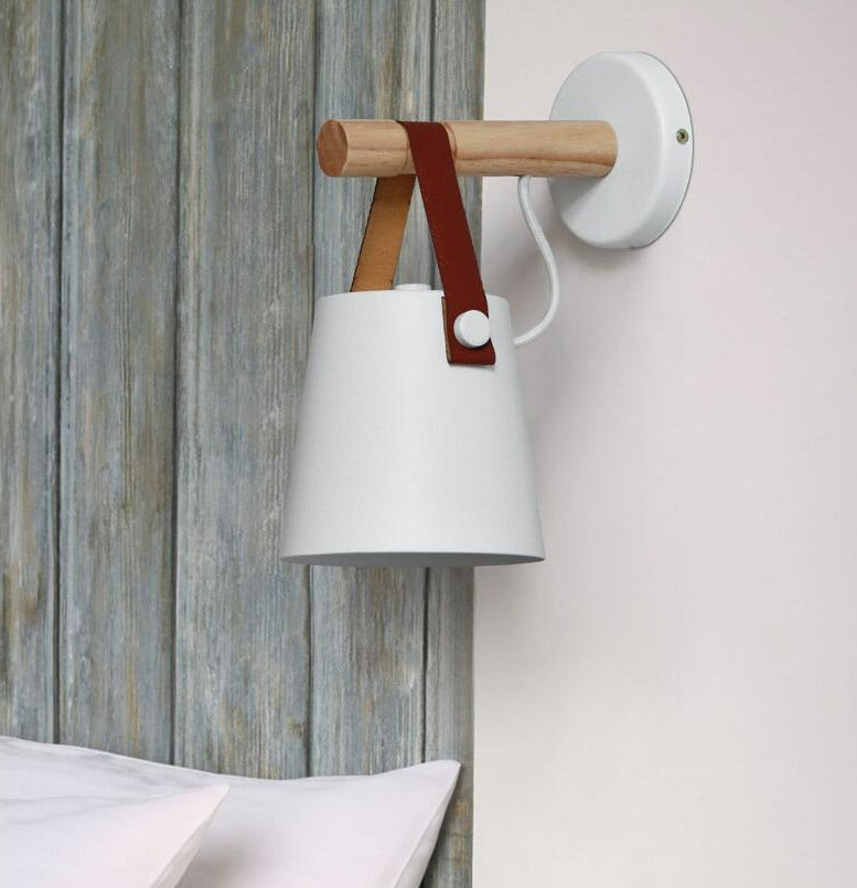 Elara Nordic Wood Wall Lamp With Iron Shade