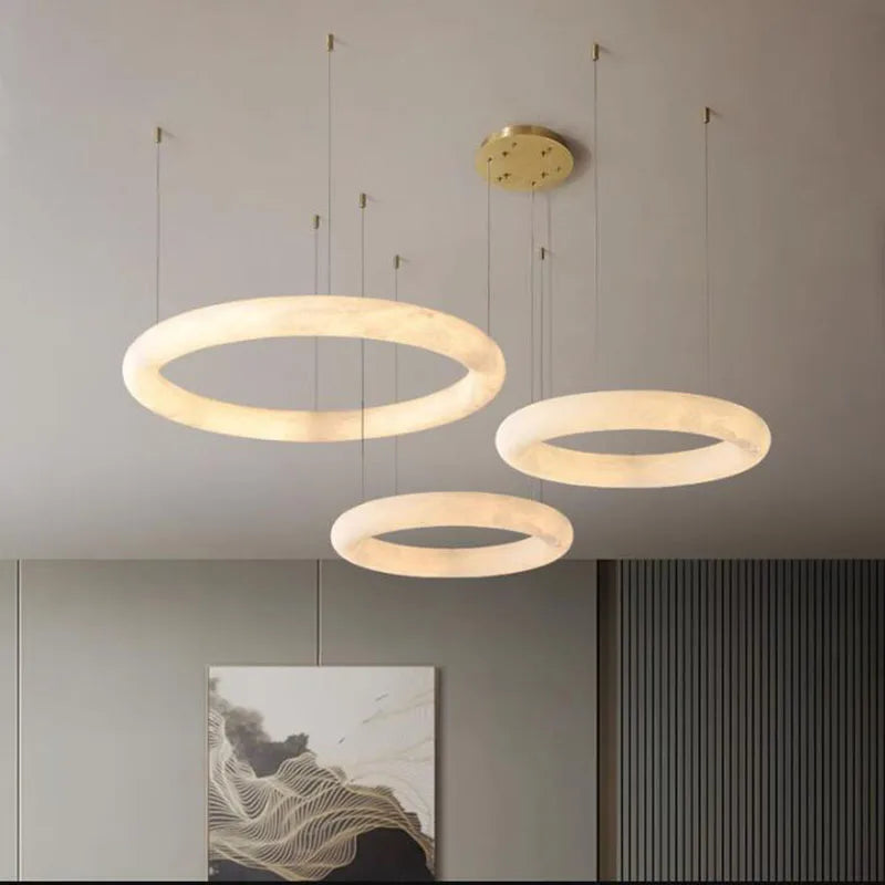 Aurelian Brass Pendant Light With Spanish Marble Orb