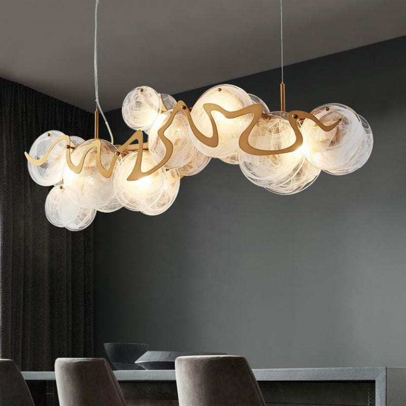 Cirrus Cloud Pendant Light with Gold Glass Lampshade
