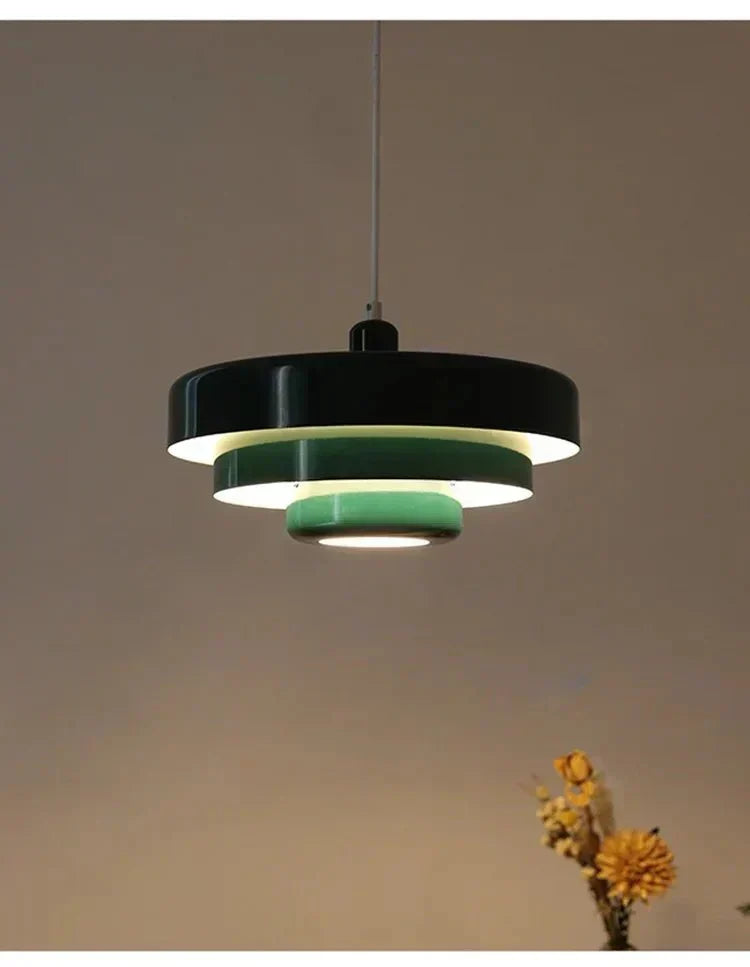 Lumina Three Tier Pendant Light — Macaron Colored Cylindrical Drum Shades