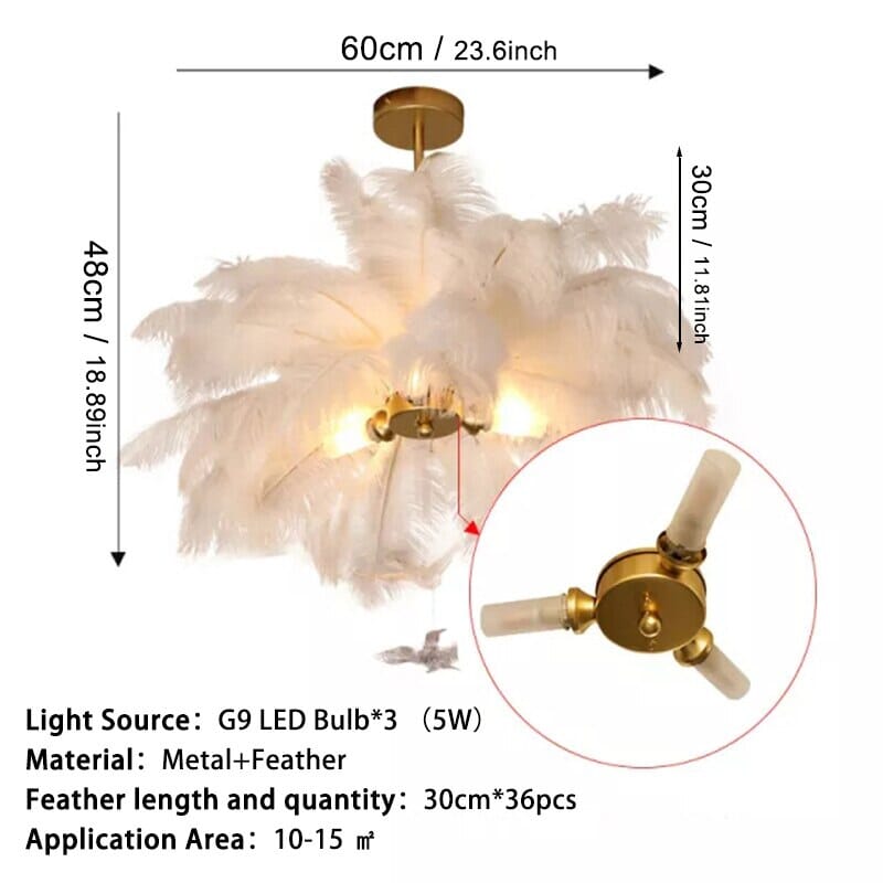FeatherLoom Modern Chandelier Adjustable LED Pendant