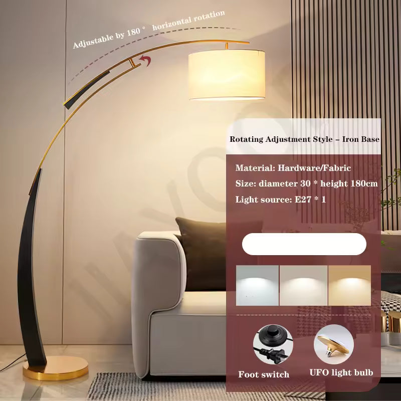 Novara Nordic Floor Lamp With Fabric Shade And LED