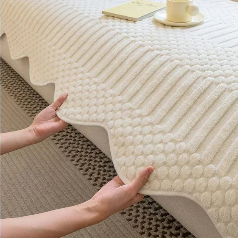 Cozy Cloud Thick Tuft Fleece Sofa Cover — Dense Pile, Upholstery Protector