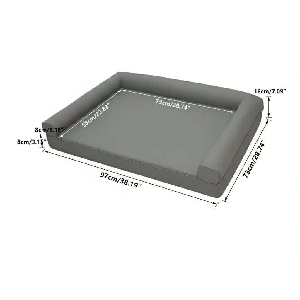 HavenPaw orthopädisches Hundesofa — Mikrofaserleder, wasserdichtes Design mit Randpolsterung