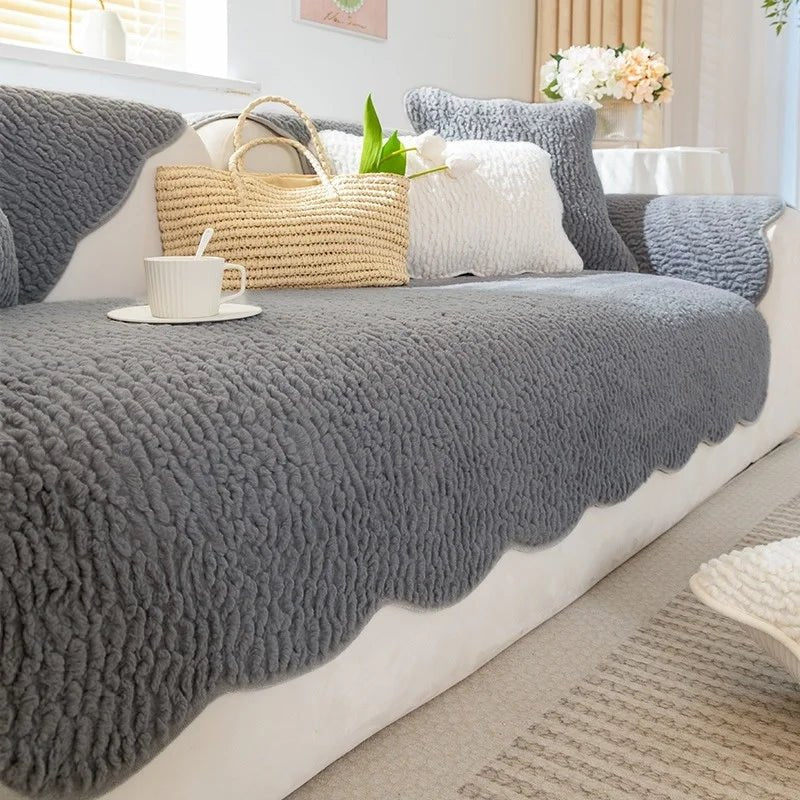 Cozy Cloud Thick Tuft Fleece Sofa Cover — Dense Pile, Upholstery Protector