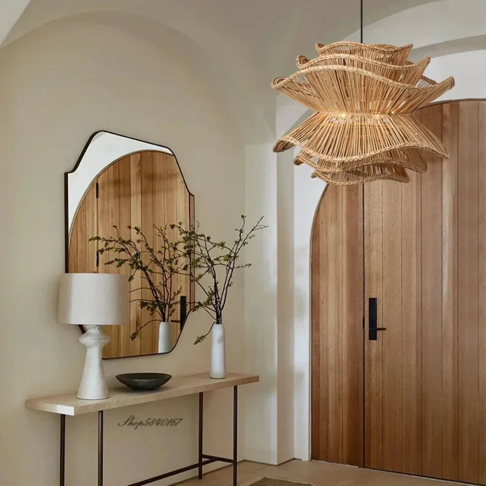 Vellori Layered Rattan Hanging Lamp Scandinavian Style
