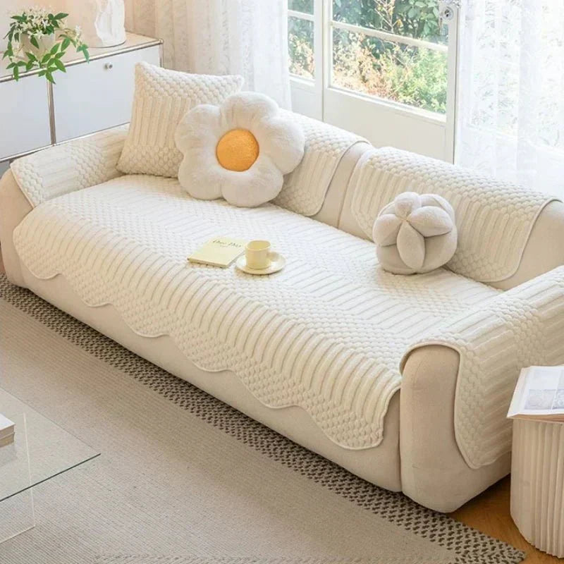 Cozy Cloud Thick Tuft Fleece Sofa Cover — Dense Pile, Upholstery Protector