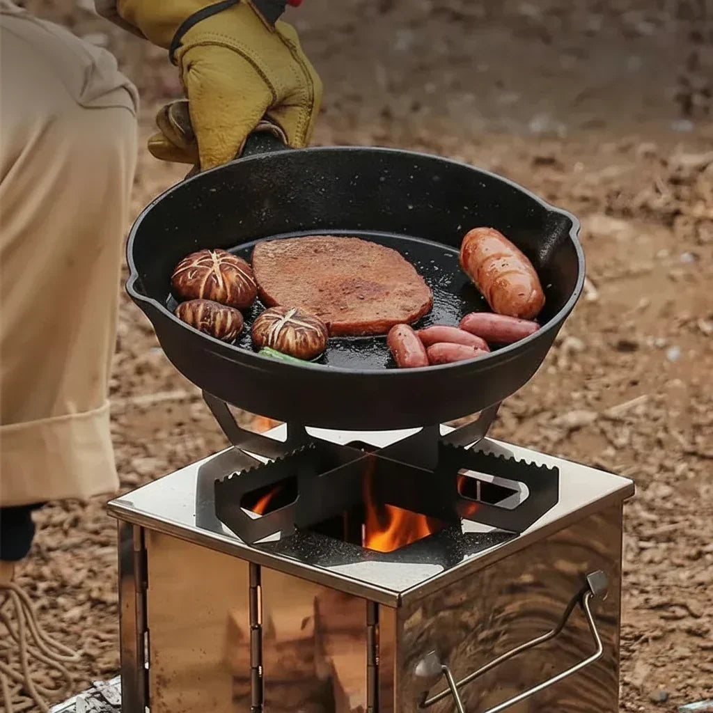 TrailNova Portable Stainless Steel Camping Stove — Foldable Gas-Free Campfire Burner