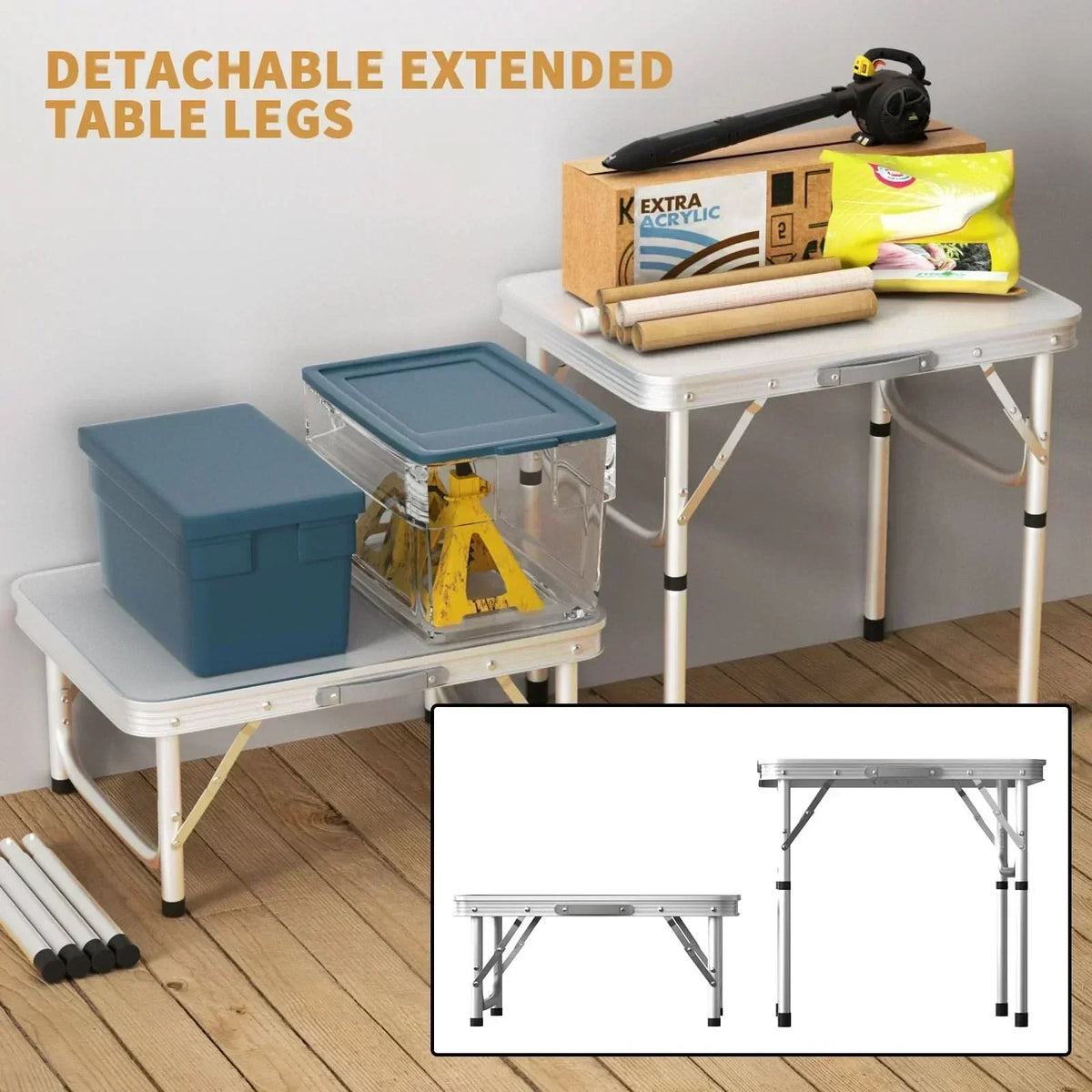 Table de camping pliante TrailPeak — Hauteur réglable sur deux niveaux, structure portable et pliable