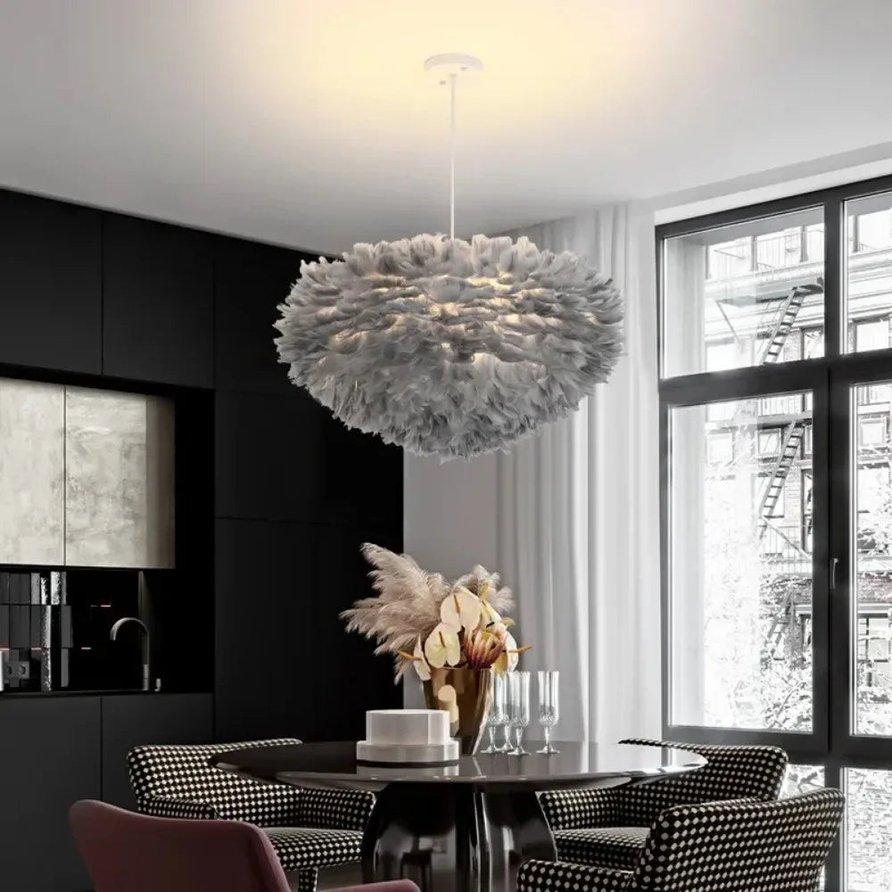 Aeloria | Scandinavian Feather LED Pendant Light Warm Glow