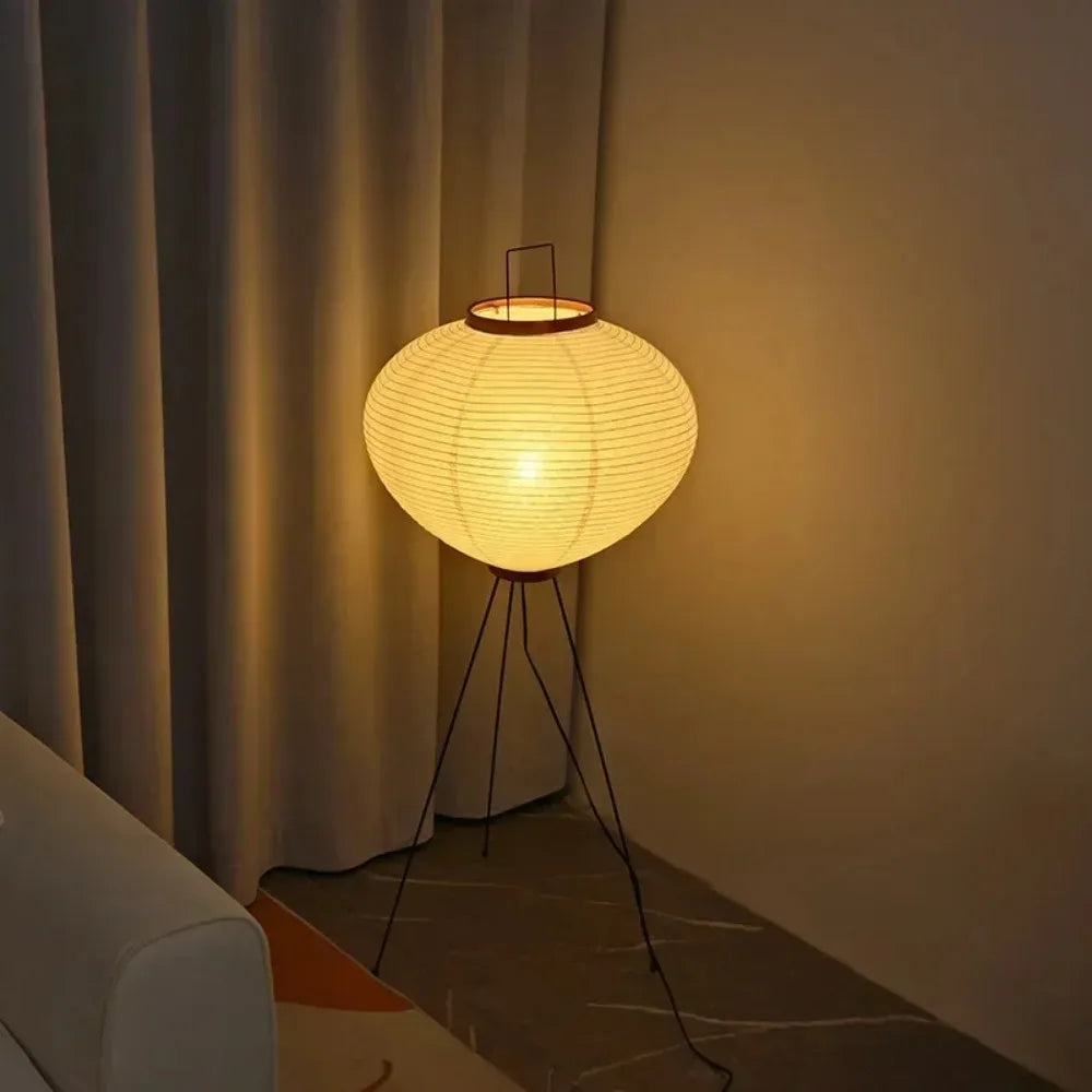 Mirenai Japanese Wabi Sabi Rice Paper Floor Lamp Soft Glow
