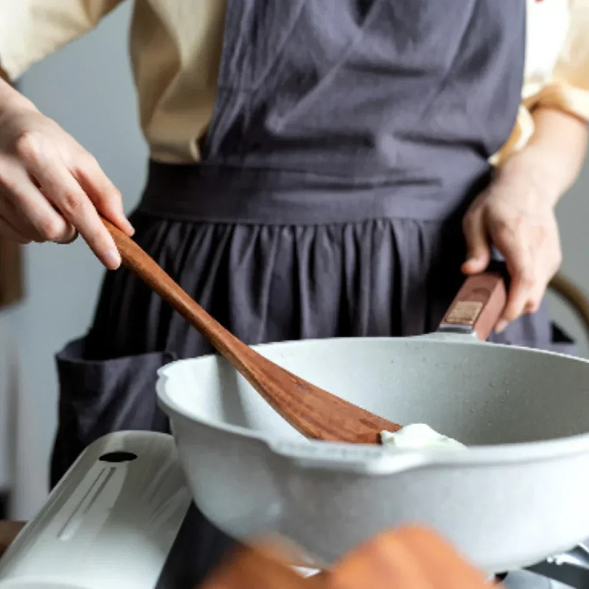 NaturPur Wooden Cooking Utensil Set — Storage Basket Included
