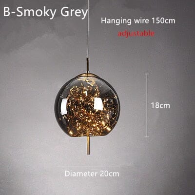 Lyra Nordic Vintage Glass Stone And Steel Pendant Lights Chrome Finish