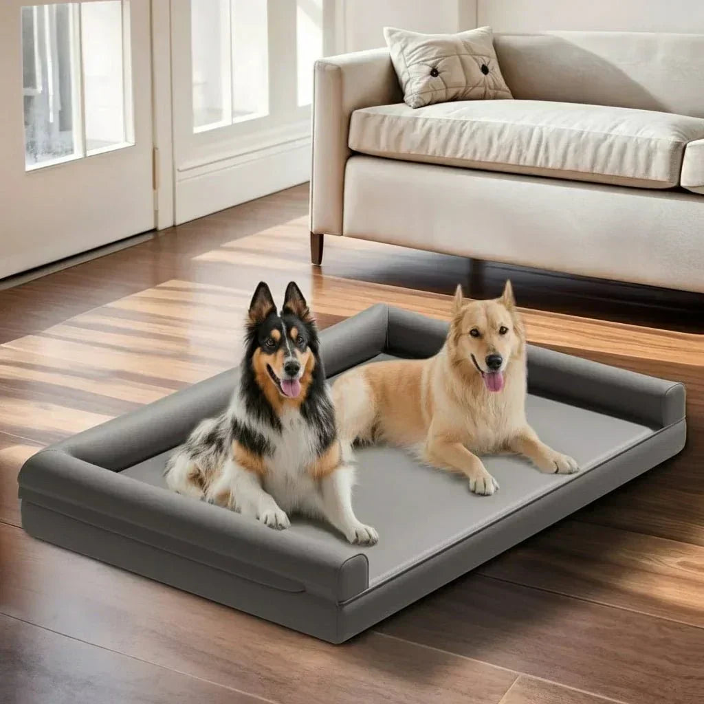 HavenPaw orthopädisches Hundesofa — Mikrofaserleder, wasserdichtes Design mit Randpolsterung