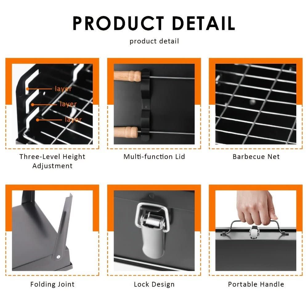 TrailPeak Fold Grill — sammenklappelig bærbar stålgrill til hjem og have