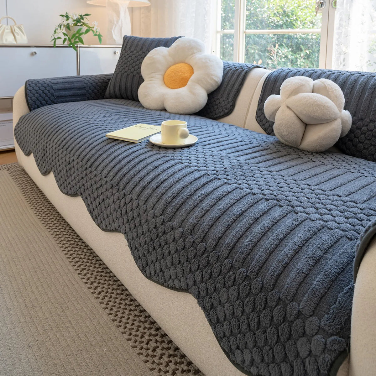 Cozy Cloud Thick Tuft Fleece Sofa Cover — Dense Pile, Upholstery Protector