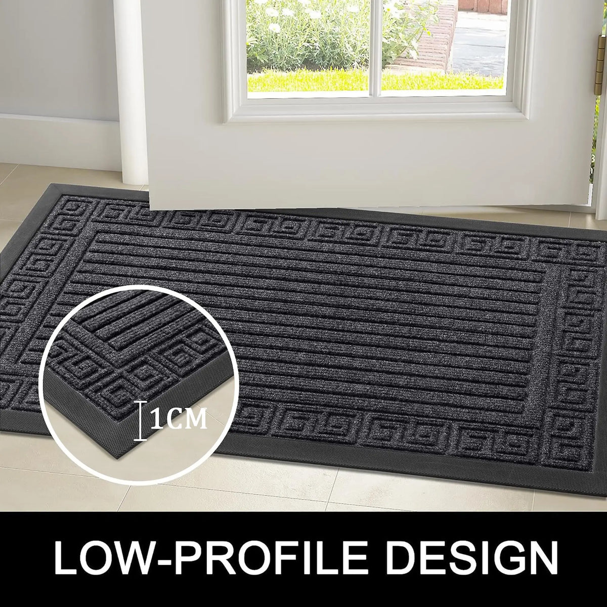 Architectural Ribbed Border Entry Rug | Ventumra